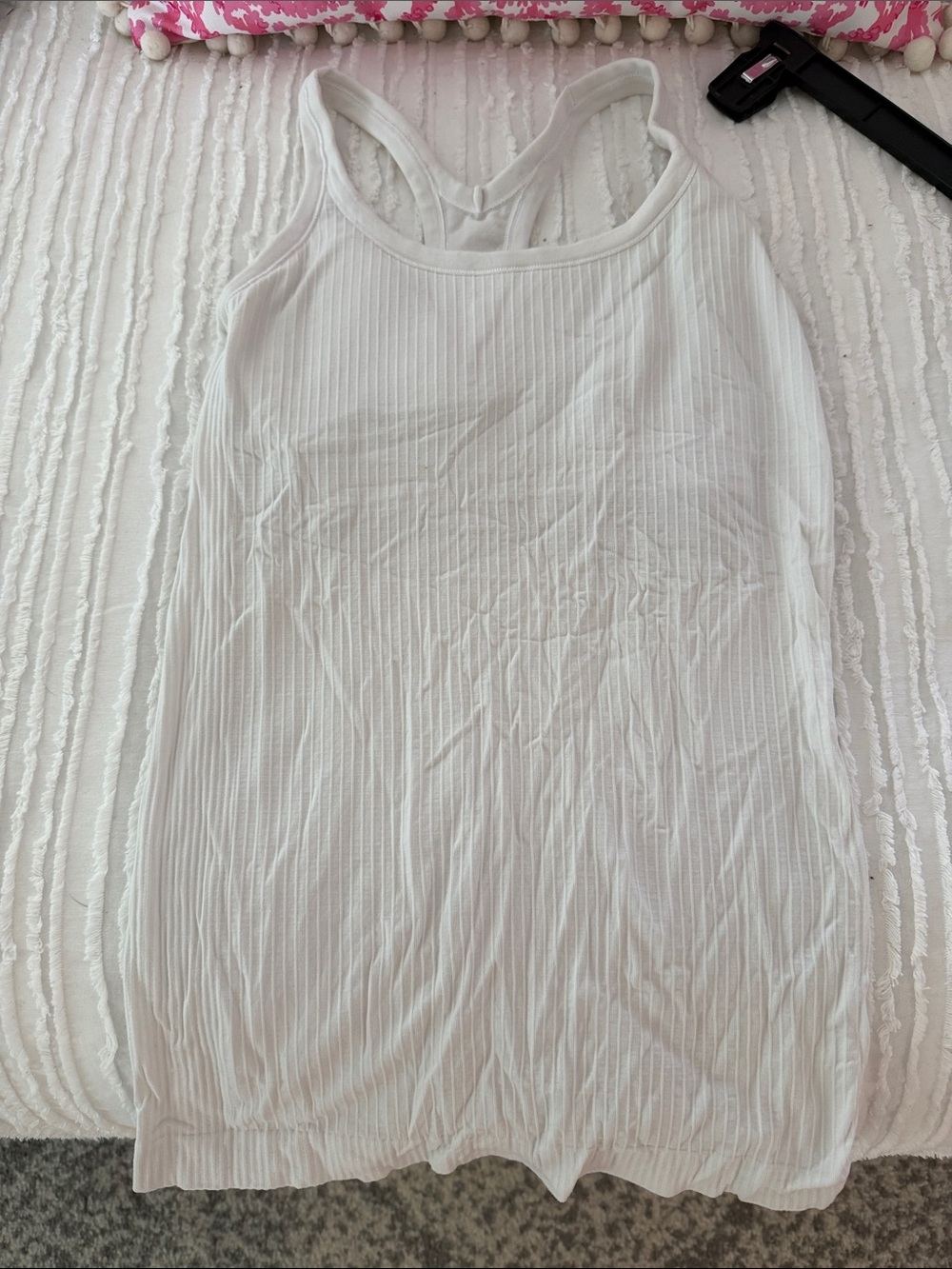 lululemon athletica White Ribbed Racerback Tank